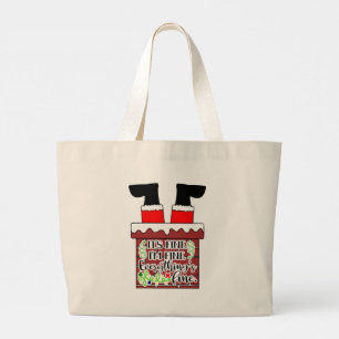 Funny Santa Stuck in Chimney Christmas Humour Large Tote Bag
