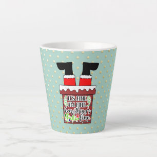 Funny Santa Stuck in Chimney Christmas Humour Latte Mug