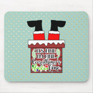 Funny Santa Stuck in Chimney Christmas Humour Mouse Pad
