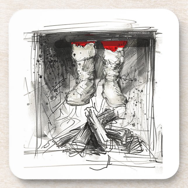 Funny Santa Stuck in Chimney – Xmas Humour Coaster (Front)