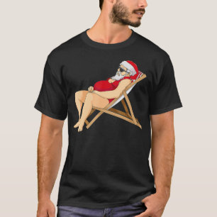Funny Santa Sunbathing Red Mankini Cool Beach Sum T-Shirt