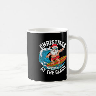 Funny Santa Surfing Christmas In July Xmas Summer Coffee Mug