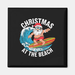 Funny Santa Surfing Christmas In July Xmas Summer Magnet