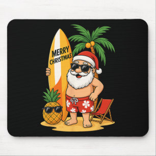 Funny Santa Surfing Summer Beach Christmas In July Mouse Pad