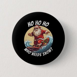 Funny Santa Surfing Summer Beach Vacation Christma 6 Cm Round Badge