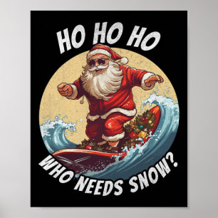 Funny Santa Surfing Summer Beach Vacation Christma Poster