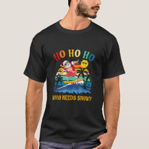 Funny Santa Surfing Summer Beach Vacation T-Shirt