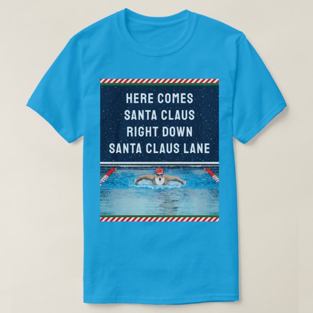 Funny Santa Swimmer T-Shirt (Design Front)