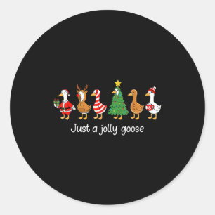 Funny Santa Tee Just A Jolly Goose Christmas Classic Round Sticker
