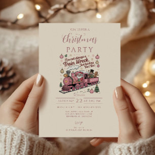 Funny Santa Train Wreck Christmas Invitation