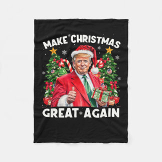 Funny Santa Trump 2025 Make Christmas Great Again Fleece Blanket