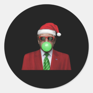 Funny Santa Trump Bubble Gum Make Christmas Great Classic Round Sticker