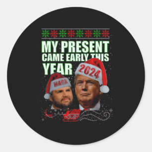 Funny Santa Trump Christmas Came Early 47th Presid Classic Round Sticker