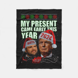 Funny Santa Trump Christmas Came Early 47th Presid Fleece Blanket