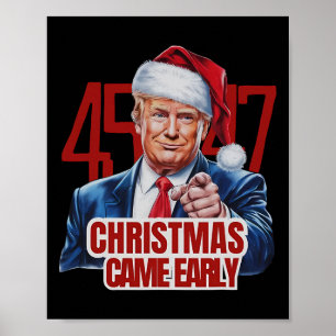 Funny Santa Trump Christmas Came Early 47th Presid Poster