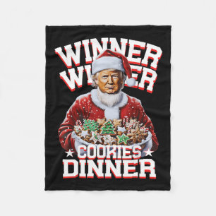 Funny Santa Trump Christmas Winner Winner Cookies  Fleece Blanket
