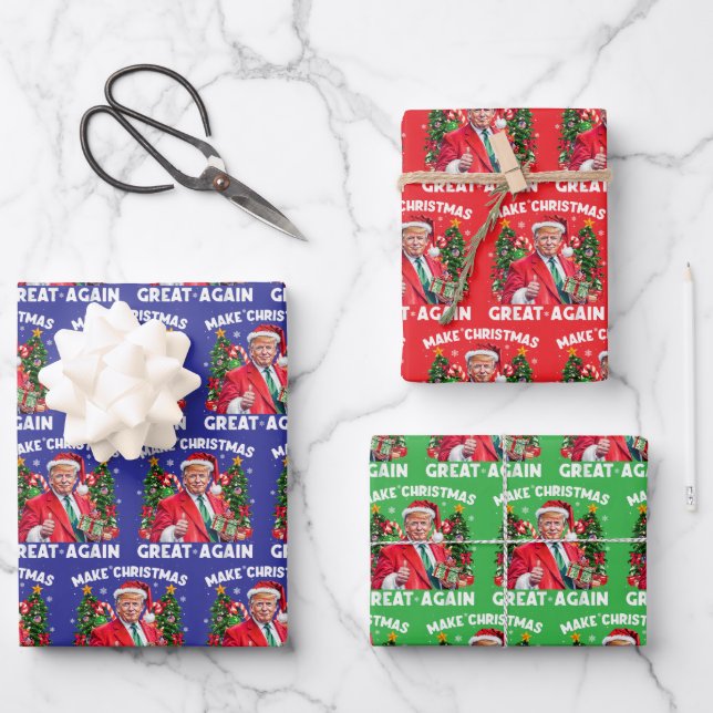 Funny Santa Trump Gift Wrap (Front)
