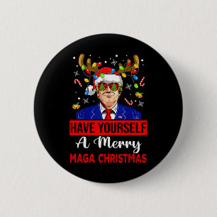 Funny Santa Trump Have Yourself A Merry Christmas 6 Cm Round Badge