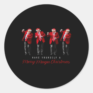 Funny Santa Trump Have Yourself A Merry Christmas  Classic Round Sticker