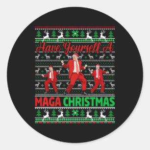 Funny Santa Trump Have Yourself A Merry Christmas Classic Round Sticker