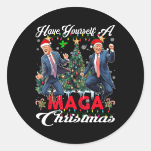 Funny Santa Trump Have Yourself A Merry Christmas Classic Round Sticker