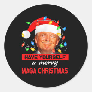 Funny Santa Trump Have Yourself A Merry Mega Chris Classic Round Sticker