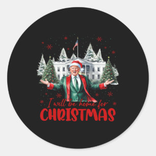 Funny Santa Trump I'll Be Home For Christmas Tree Classic Round Sticker
