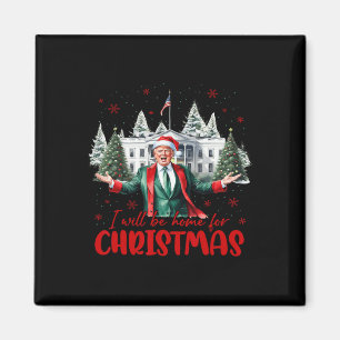 Funny Santa Trump I'll Be Home For Christmas Tree Magnet