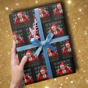 Funny Santa Trump I'll Be Home For Christmas Wrapping Paper