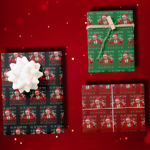 Funny Santa Trump I'll Be Home For Christmas Wrapping Paper Sheet