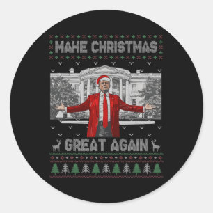 Funny Santa Trump Make Christmas Great Again Ugly Classic Round Sticker