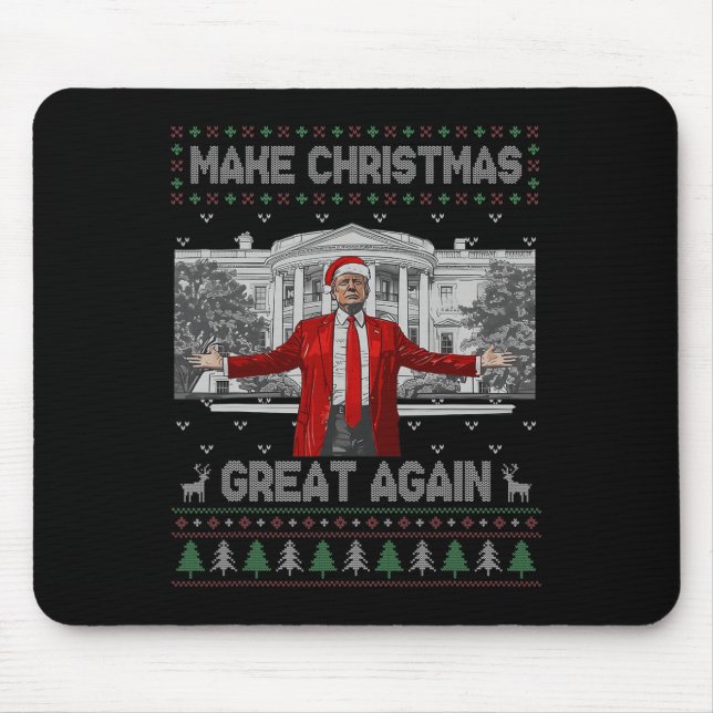 Funny Santa Trump Make Christmas Great Again Ugly  Mouse Pad (Front)