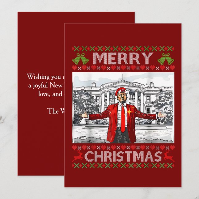 Funny Santa Trump Merry Christmas Ugly Xmas Holiday Card (Front/Back)