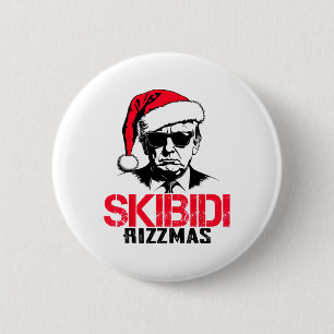 Funny Santa Trump Skibidi Rizzmas Tis The Season C 6 Cm Round Badge