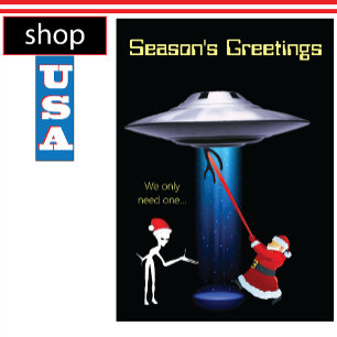 Funny Santa 🛸 UFO Alien Christmas Party Holiday Card