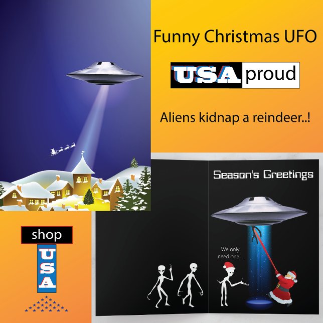 Funny Santa 🎅🛸 UFO Christmas Holiday Card (Creator Uploaded)