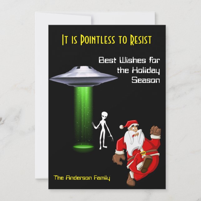 Funny Santa 🎅🛸 UFO Christmas Invitation (Front)