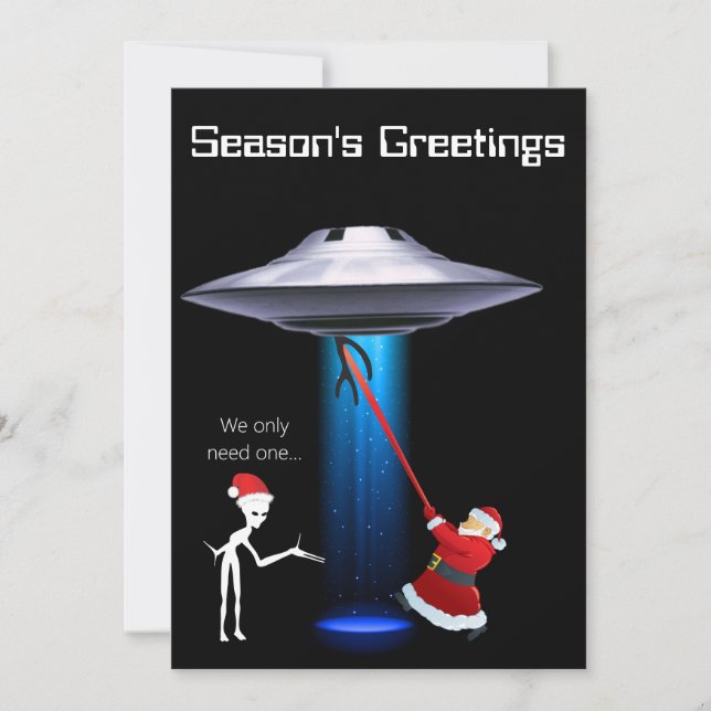 Funny Santa 🎅🛸 UFO Christmas Invitation (Front)