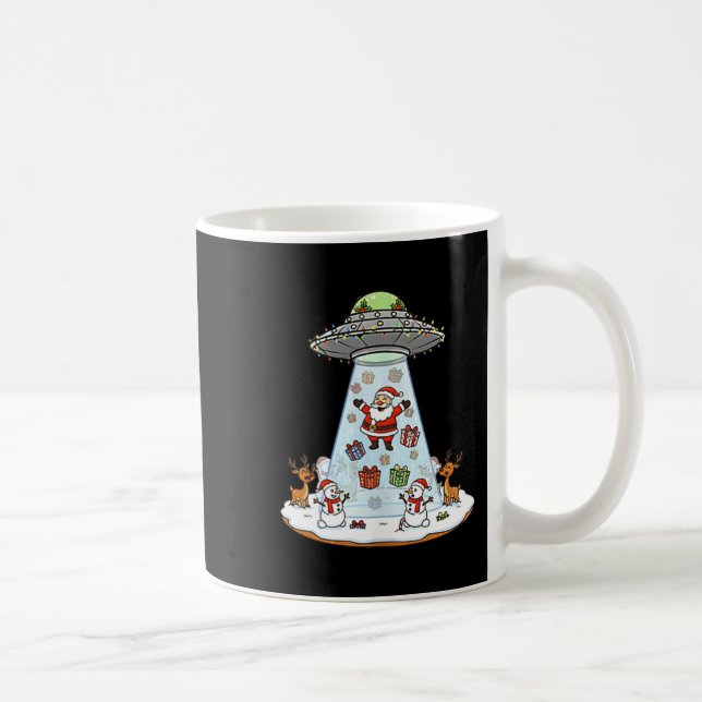 Funny Santa Ufo Delivery Happy Reindeer Snowman Ch Coffee Mug (Right)
