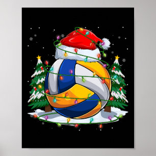 Funny Santa Volleyball Ball & Net Christmas Li Poster