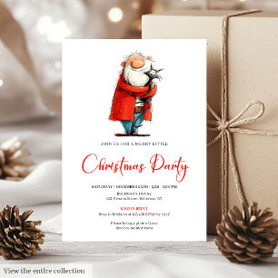 Funny Santa Watercolor Custom Holiday Invitation
