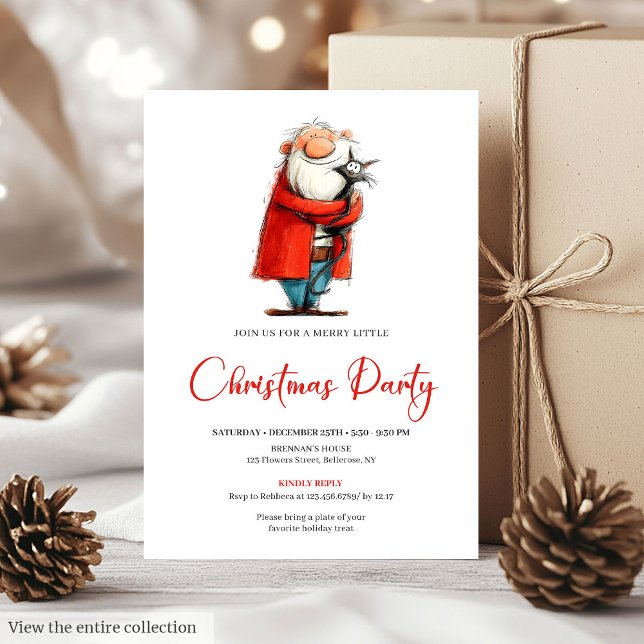 Funny Santa Watercolor Custom Holiday Invitation (Funny Santa Watercolor Custom Holiday Invitation)