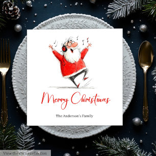 Funny Santa Watercolor Holiday Party Napkins