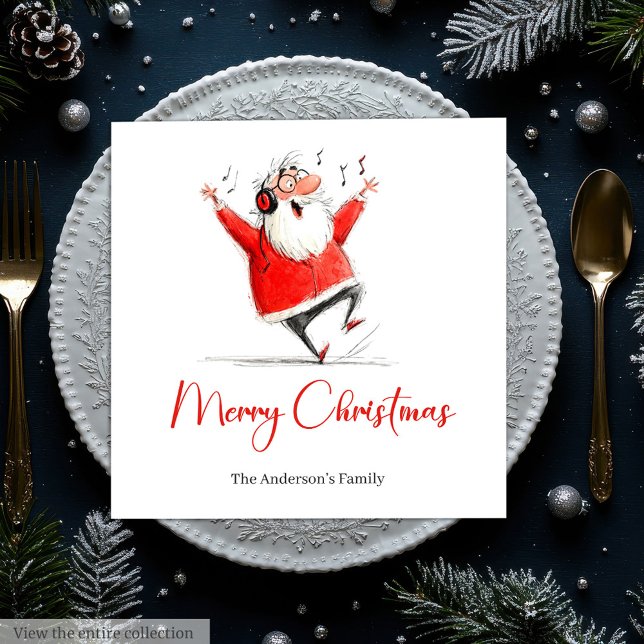 Funny Santa Watercolor Holiday Party Napkins (Funny Santa Watercolor Holiday Party Napkins)