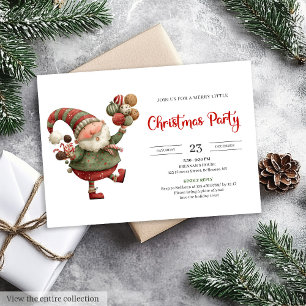 Funny Santa watercolor red green Christmas invite