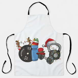 Funny Santa Weightlifting Dumbbells Gym Christmas Apron