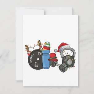 Funny Santa Weightlifting Dumbbells Gym Christmas Card