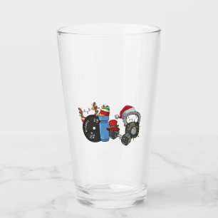 Funny Santa Weightlifting Dumbbells Gym Christmas Glass