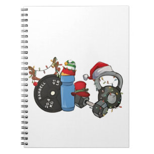Funny Santa Weightlifting Dumbbells Gym Christmas Notebook
