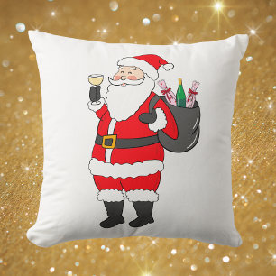 Funny Santa Wine Christmas / Santa White Wine Cushion